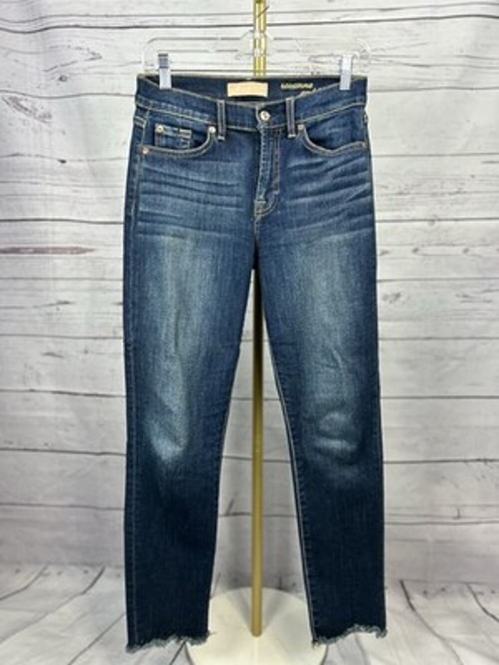 7 For All Mankind Blair Roxanne Ankle Skinny Jeans Size 27 Raw Hem